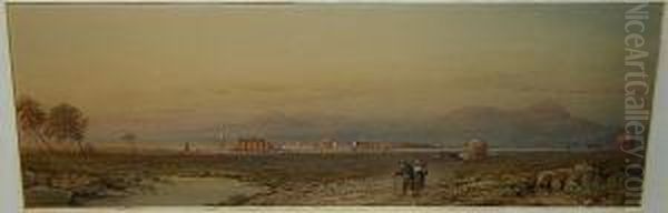 'on The Campagna - Rome, Sunset'
 Signed And Dated 'collingwood Smith R.w.s. 1881', Titled On Label 
Verso, Watercolour Heightened With White And Bodycolour Oil Painting by William Collingwood Smith