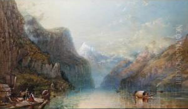 Bay Of Uri, Lake Lucerne From The Left Bank Oil Painting by William Collingwood Smith