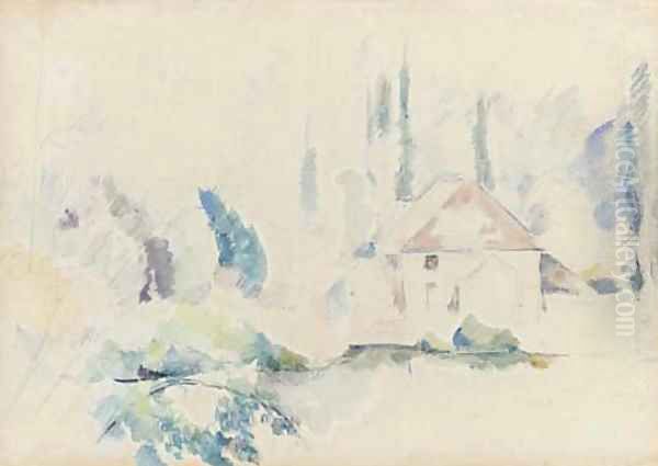 Villa au bord de l'eau, I Oil Painting by Paul Cezanne