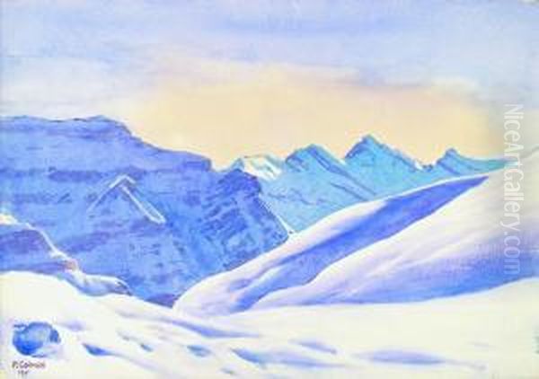 Schneelandschaft Oil Painting by Plinio Colombi