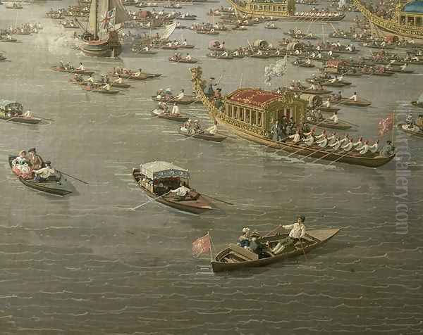 The River Thames with St. Paul's Cathedral on Lord Mayor's Day, detail of rowing boats, c.1747-48 Oil Painting by (Giovanni Antonio Canal) Canaletto