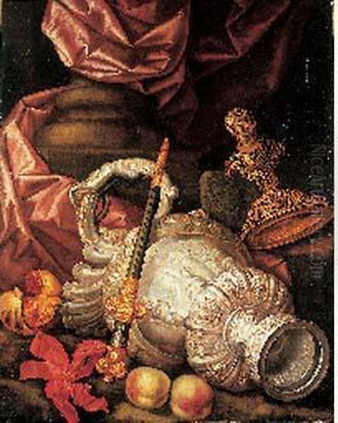 Vases Sur Un Entablement Oil Painting by Meiffren (Ephren) Conte (Leconte)