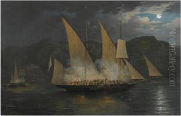 The Capture Of A Greek Pirate 
Vessel In The Archipeligo By Boats Ofthe British Navy, 31st January 1825 Oil Painting by Condy, Nicholas Matthews
