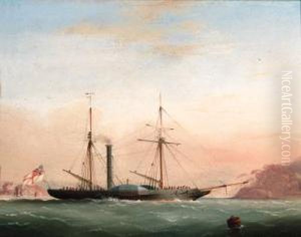 A Paddlesteamer In Plymouth 
Sound Off Mt. Edgcumbe; And A Paddlesteamer Off The Bishop's Rock 
Lighthouse Oil Painting by Condy, Nicholas Matthews