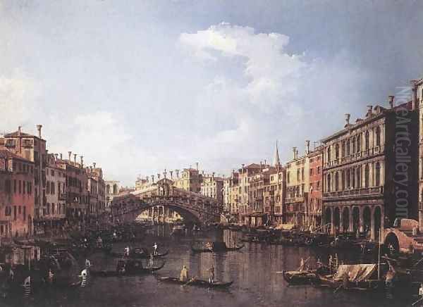 The Rialto Bridge From The South Oil Painting by (Giovanni Antonio Canal) Canaletto