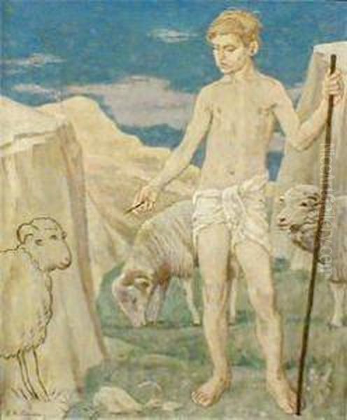 Ginetto As A Boy Oil Painting by John Ramsey Conner