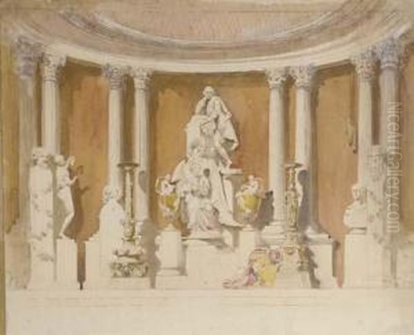 Interior Of A Classical Rotundo Oil Painting by Alfred Charles Conrade