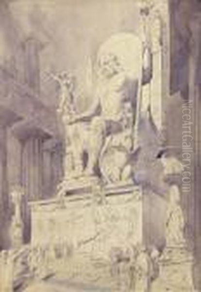 Paying Homage To Phidias' Statue Of Zeus Oil Painting by Alfred Charles Conrade