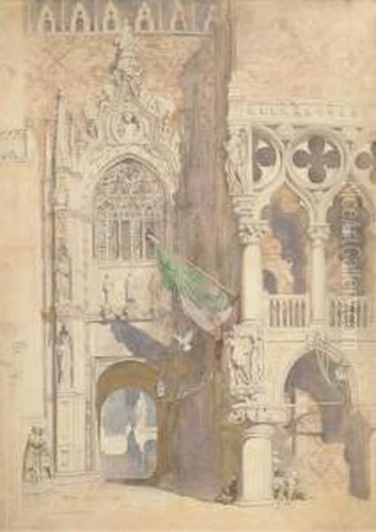 Porta Della Carta, Venice Oil Painting by Alfred Charles Conrade