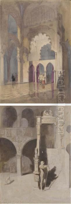 Ecclesiastical Figures In The Cathedral At Cordoba Oil Painting by Alfred Charles Conrade