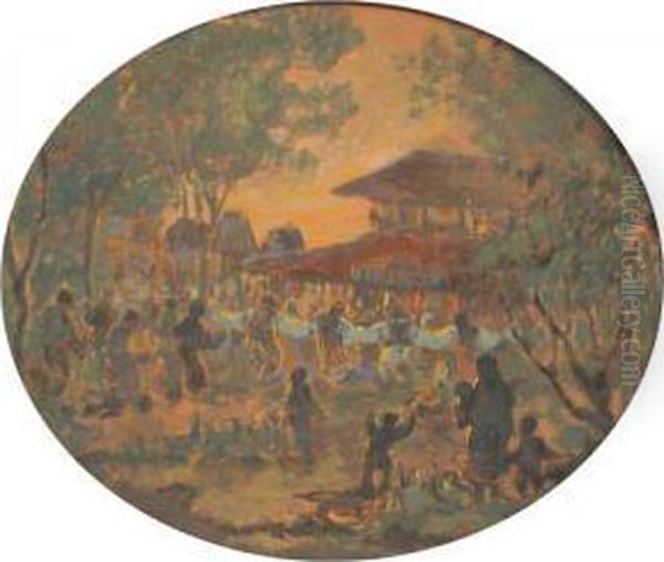 Round Dance Oil Painting by Pan Constanta