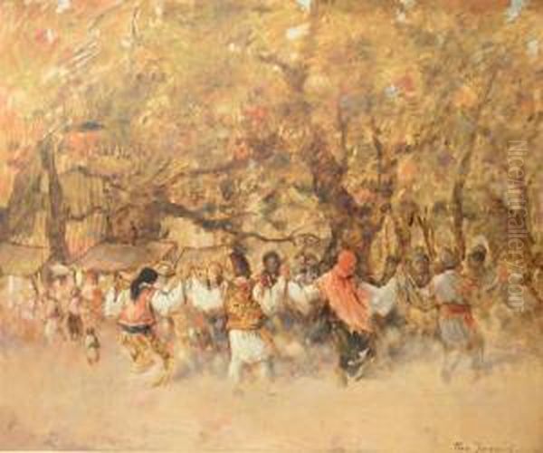 The Big Round Oil Painting by Pan Constanta