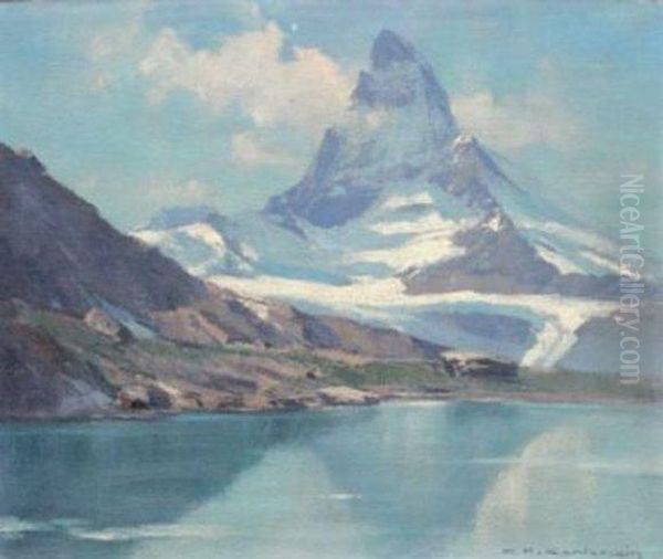  Lac De Riffel Et Le Cervin  Oil Painting by Charles Henry Contencin