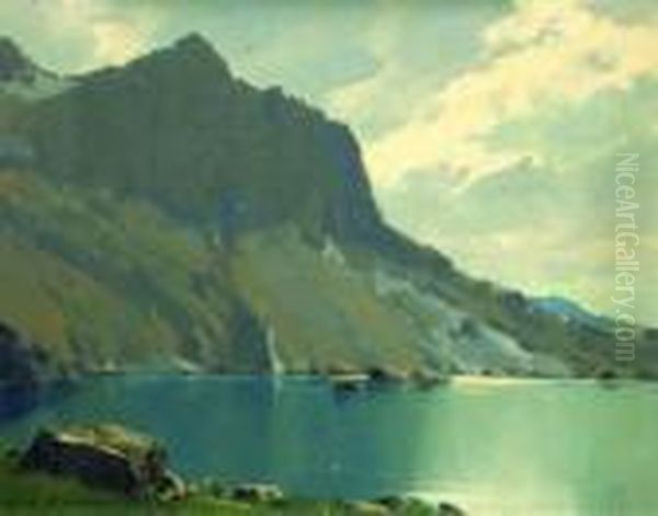 Lac Cornu Oil Painting by Charles Henry Contencin