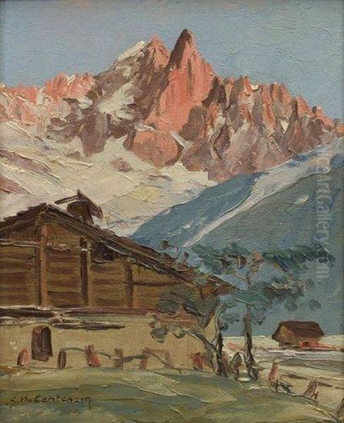 Aiguille Du Dru Oil Painting by Charles Henry Contencin
