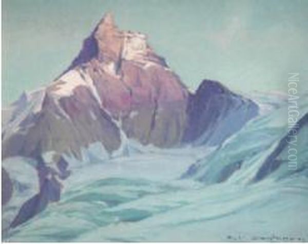 Soir Sur Le Mont Cervin Oil Painting by Charles Henry Contencin