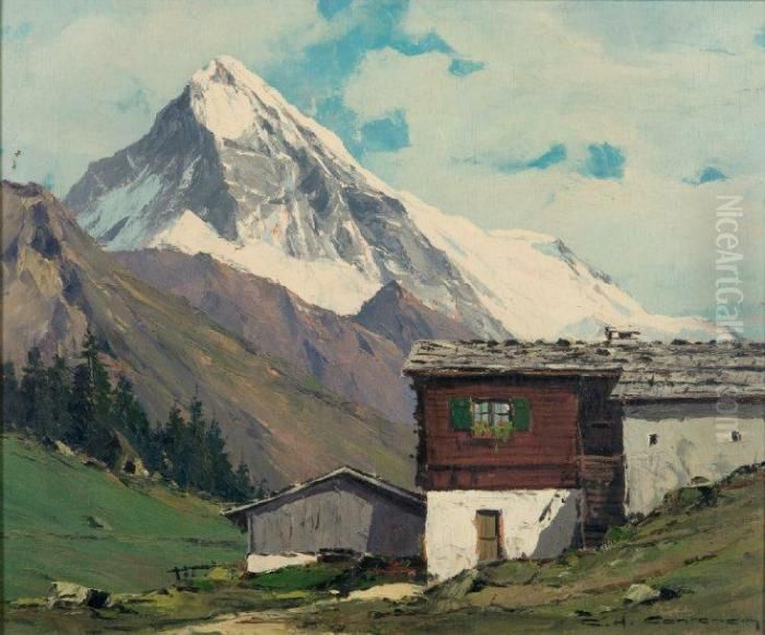  La Dent Blanche  Oil Painting by Charles Henry Contencin