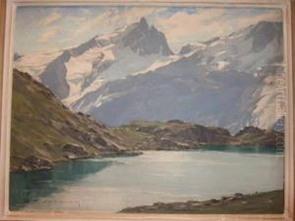 Vue Du Lac Lerie Oil Painting by Charles Henry Contencin