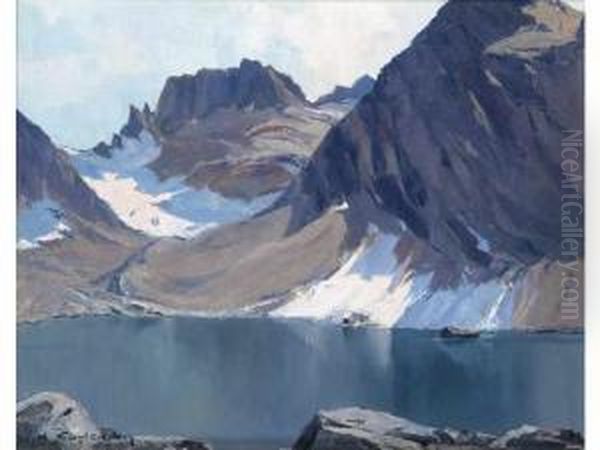 :le Lac Du Grand Domenon Oil Painting by Charles Henry Contencin