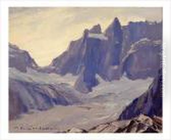 Meije Au Soir Oil Painting by Charles Henry Contencin