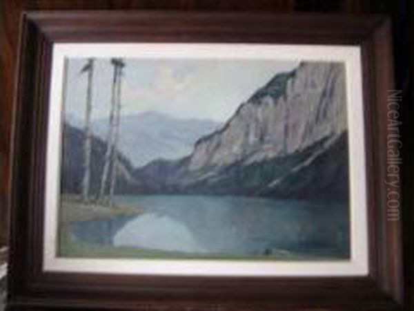 Le Lac De Montriond. Oil Painting by Charles Henry Contencin