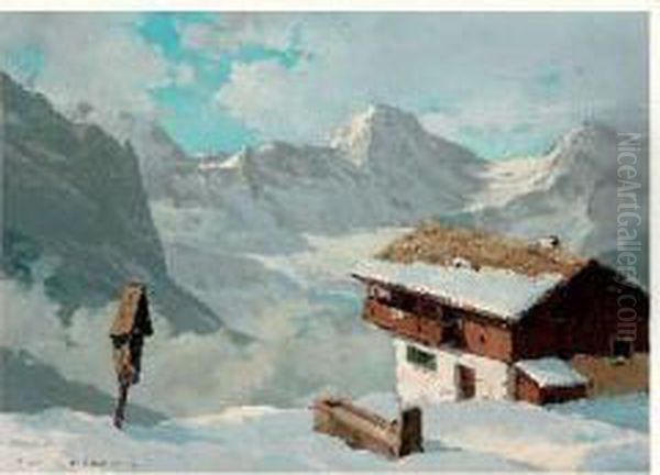 Wengen Et Le Breithorn Oil Painting by Charles Henry Contencin
