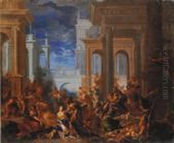 Monti Nozze Di Cana Strage Degli Innocenti Oil Painting by Francesco Conti