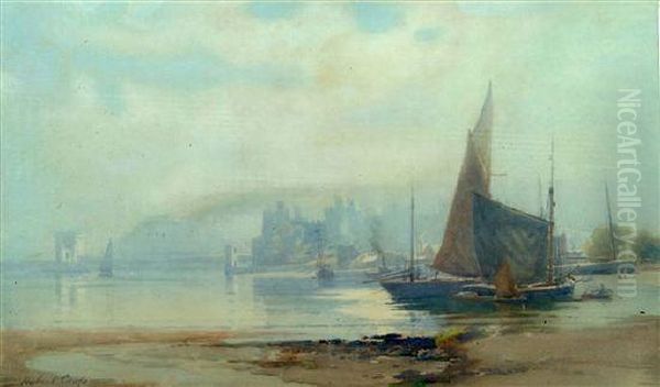 Conway Castle And Estuary Oil Painting by Hubert Coop
