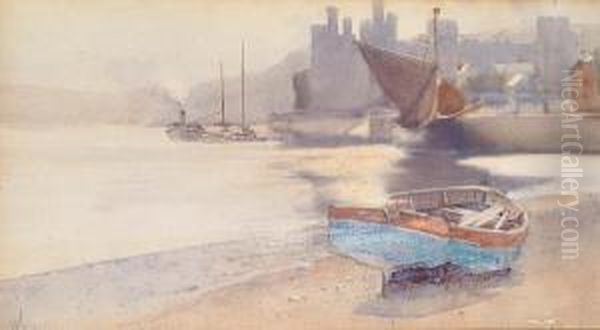 Sketch For Conway Castle Oil Painting by Hubert Coop