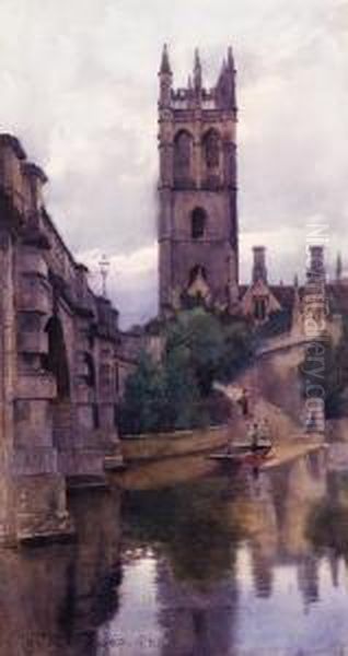 Magdalen Bridge, Oxford Oil Painting by Hubert Coop