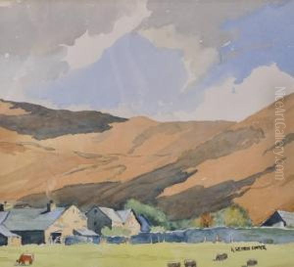 Valley Farm Scene Oil Painting by Alfred Heaton Cooper