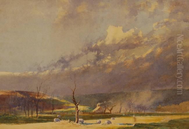 Sheep On Sowells Farm Oil Painting by Alfred Heaton Cooper