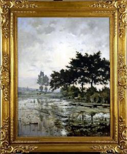[etang Du Cure, A Genck] Oil Painting by Joseph Theodore Coosemans