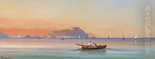 Italienische Kustenszene Im
 Abendlicht Oil Painting by Antonio Coppola