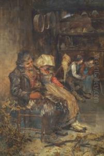 Soggetto Galante Oil Painting by Augusto Corelli