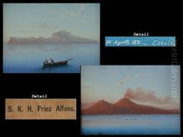 Paar Gouachen:
Ansicht Von Neapel Und Oil Painting by Augusto Corelli