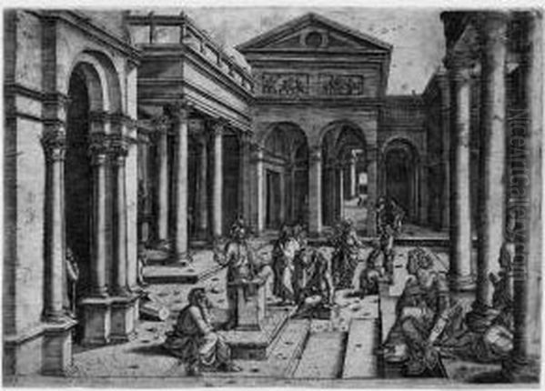 Christus Predigt Vor Mannern Und Frauen Oil Painting by Corneille De Lyon