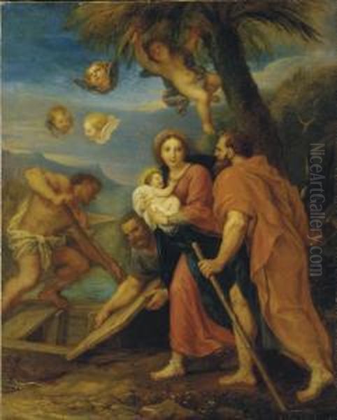 La Fuite En Egypte Oil Painting by Michel Corneille II