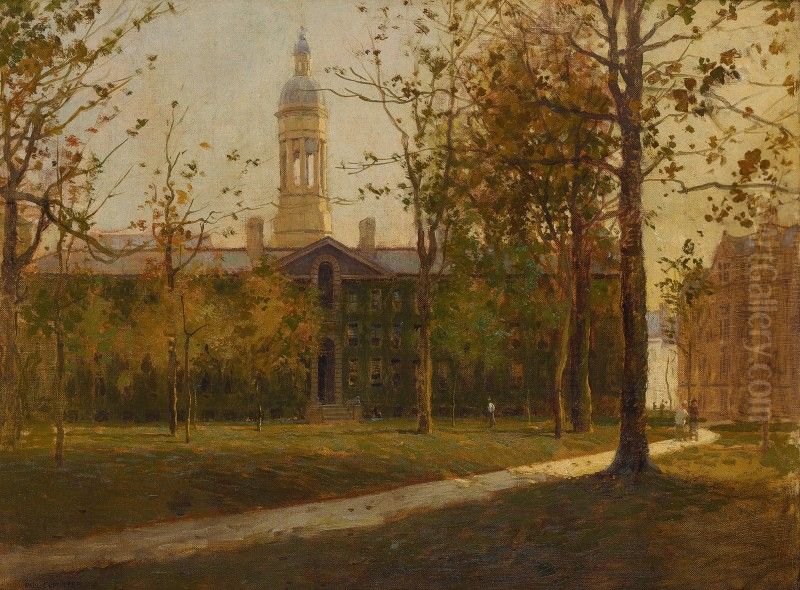 Princeton University, Fall Oil Painting by Paul Cornoyer