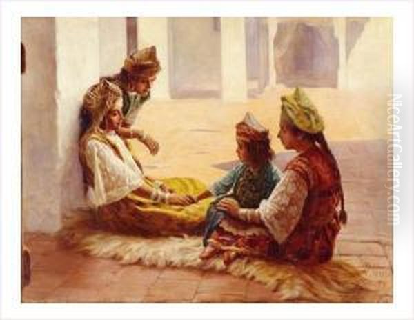 Conversation Au Harem Oil Painting by Daniel Cortes Perez