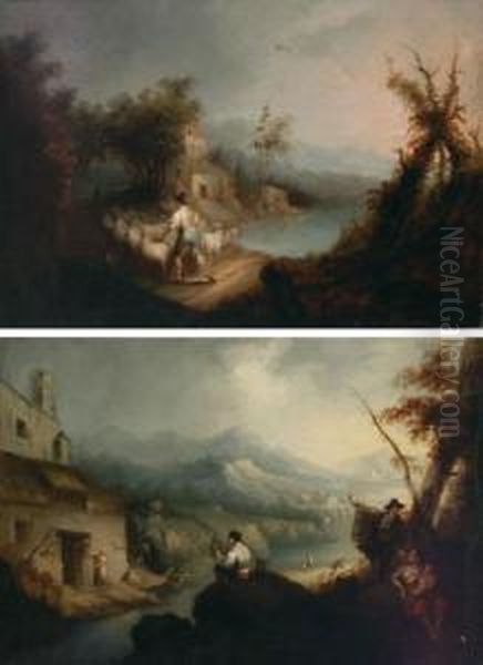 Paisajes Romanticos Con Figuras Oil Painting by Andres Cortes