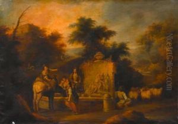 Begegnung Am Brunnen Oil Painting by Andres Cortes