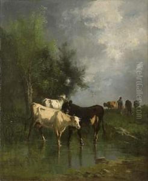 Troupeau De Vaches Oil Painting by Andres Cortes