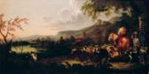 Paisaje Con Personajes Oil Painting by Andres Cortes