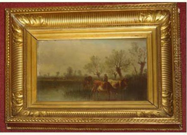 Vaches Paissant Oil Painting by Andres Cortes