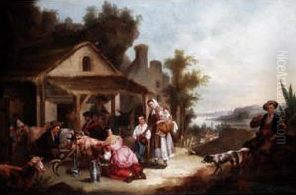 Milking The Herd Oil Painting by Andres Cortes