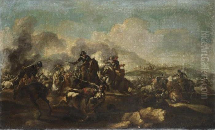 Scena Di Battaglia Oil Painting by Guglielmo Cortese Il Borgognone