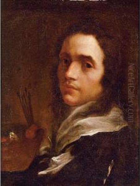 Portrait Of A Man, Probably 
Peter Van Hecke, Standing Three-quarter Lenght In Black; Portrait Of A 
Woman, Probably His Wife Clara Fourment, Seated Three Quarter Lenght In 
Black, Holding A Fan Oil Painting by Guglielmo Cortese Il Borgognone