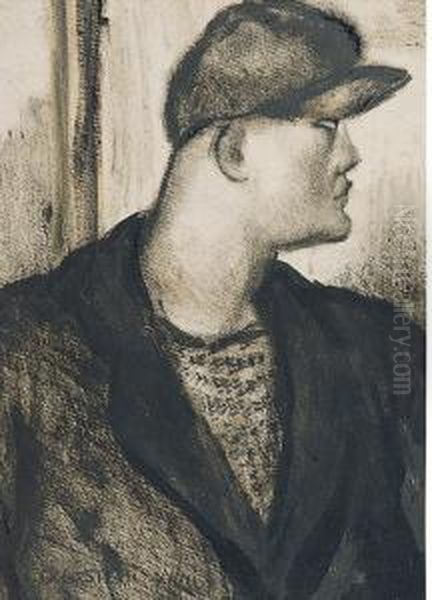 Ritratto Di Giovane Con Cappello Oil Painting by Giovanni Costetti