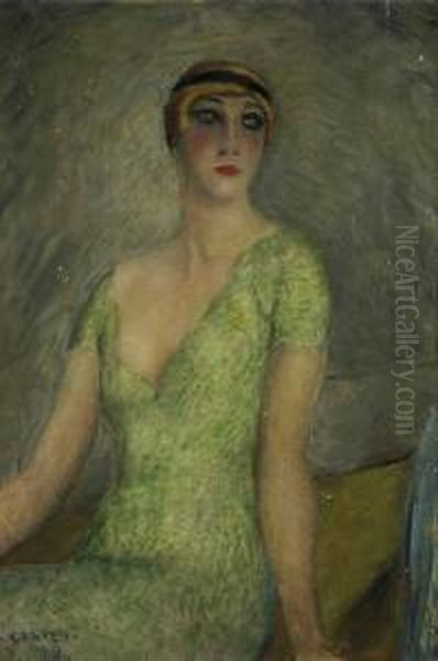 Vestito Verde Oil Painting by Giovanni Costetti